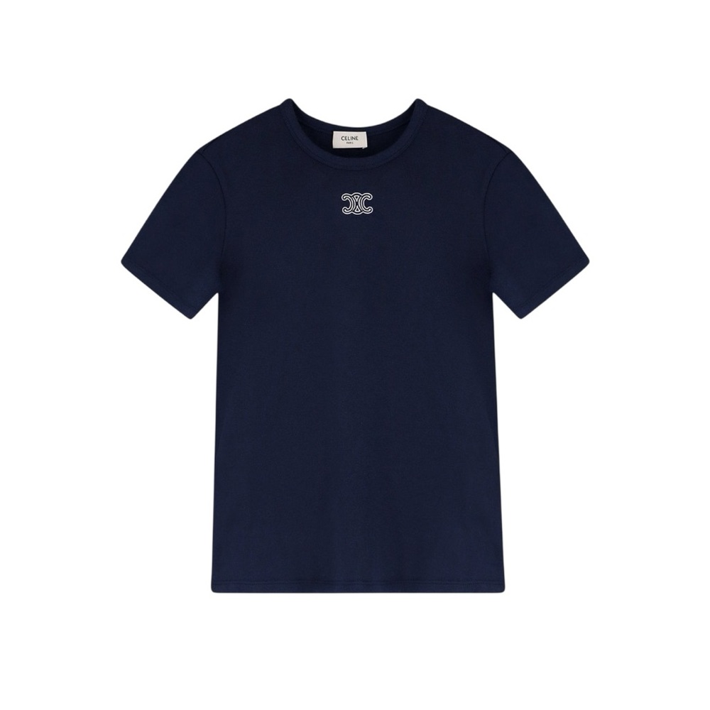 CELINE Triomphe t-shirt in ribbed cotton jersey - Picture 2 of 5